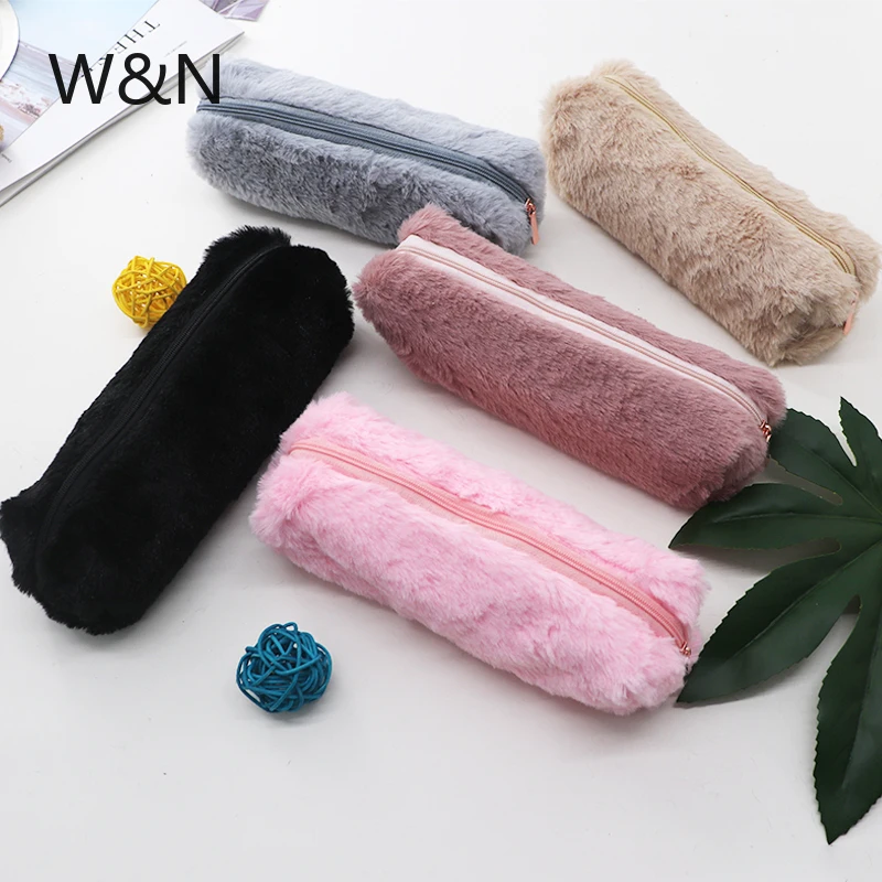Solid Color Plush Pencil font b Case b font School Pencil font b Cases b font