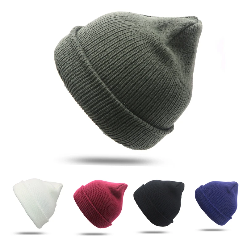 Бини Женские однотонные вязаные повседневные теплые Skullies элегантные студенческие шапки Harajuku шикарные женские и мужские шапки осенне-зимние модные шапки
