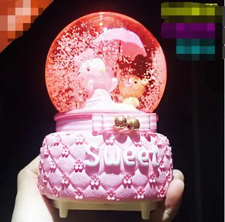 YM 727 Kitty cat с вращающимся хрустальным шаром музыкальная шкатулка