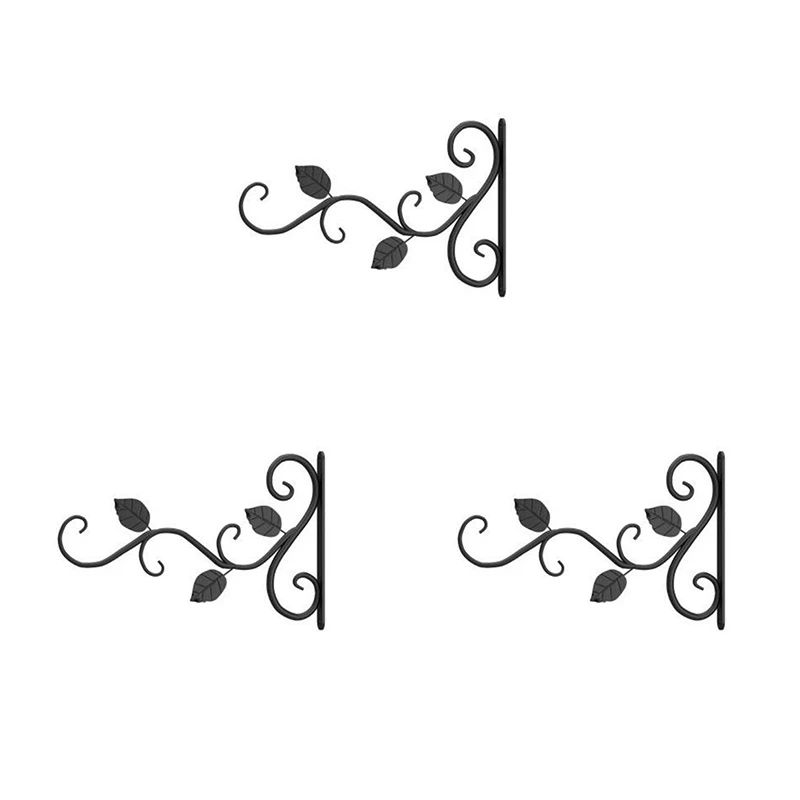 

3PCS Wall Hanging Flower Pot Bracket Iron Flower Stand Balcony Home Decoration Iron Plants Pots Hooks Hanging Planter