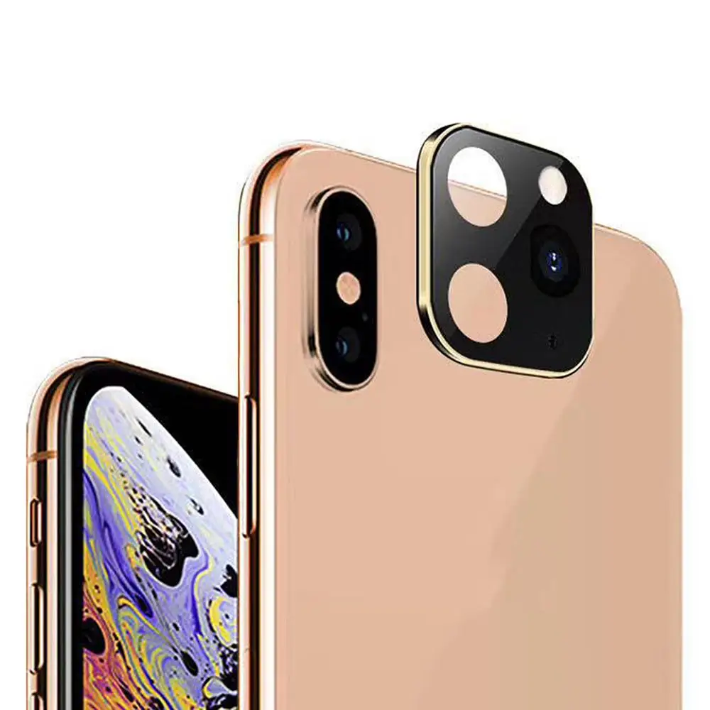 gold Закаленное стекло для замены секунд iPhone 11 Pro Крышка для объектива камеры для Apple iPhone X XS MAX чехол из титанового сплава задняя крышка для камеры - Цвет: gold