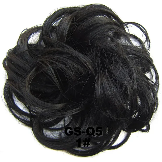 Jeedou Messy Chignon Donut Hair Bun Pad Elastic Hair Rope Rubber Band Synthetic Hairpiece Gary Brown Color 1