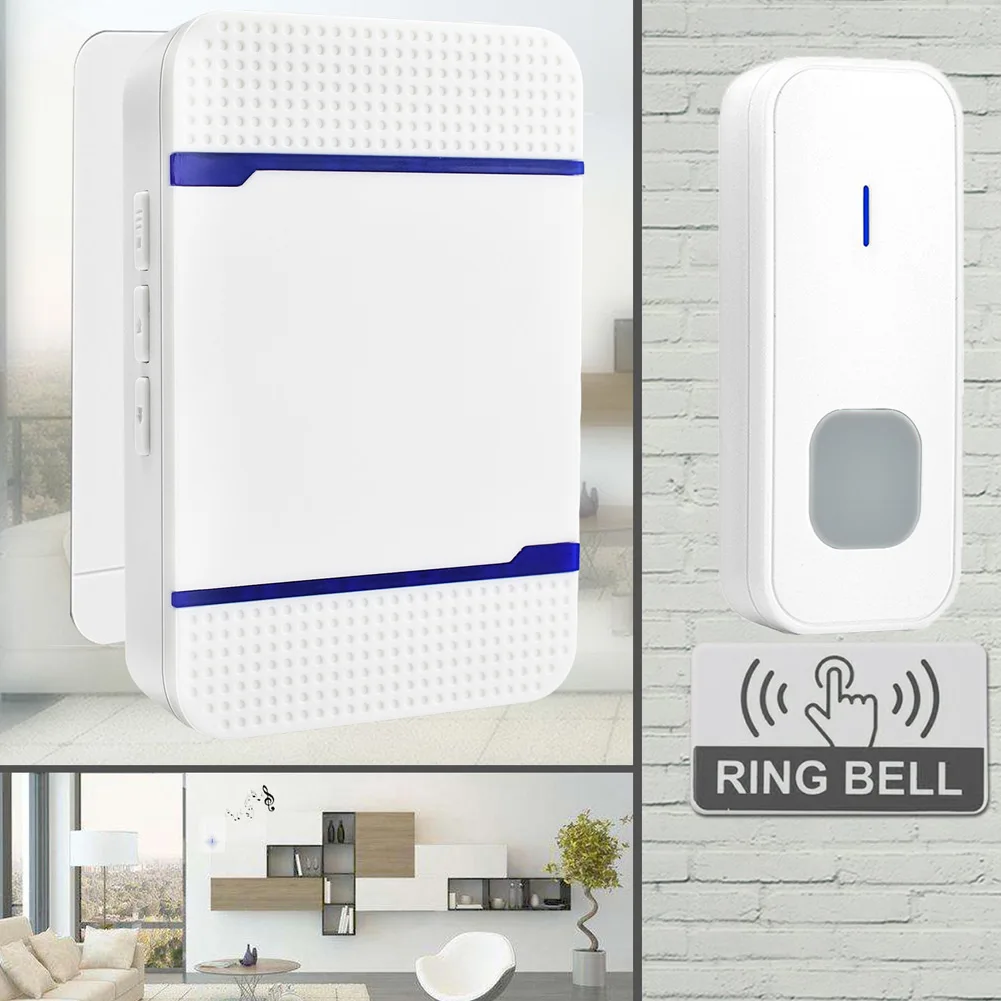 300M 5 Volume Wireless Doorbell Transmitter+Receiver Home Door Bell Set with 55 Ringtones ING-SHIPPING