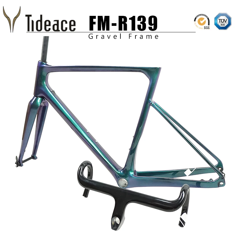 Best 2019 Disc brake 920g T1000 Carbon Fiber Grave Racing Bike Frame Cyclocross Bicycle Frameset Including Handlebar Stem 5