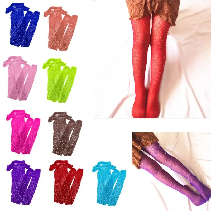 

New Girls Tights Toddler Kids Baby Rhinestone Fishnet Pantyhose Girl Children Mesh Stockings Hollow Out Tights Fish Net