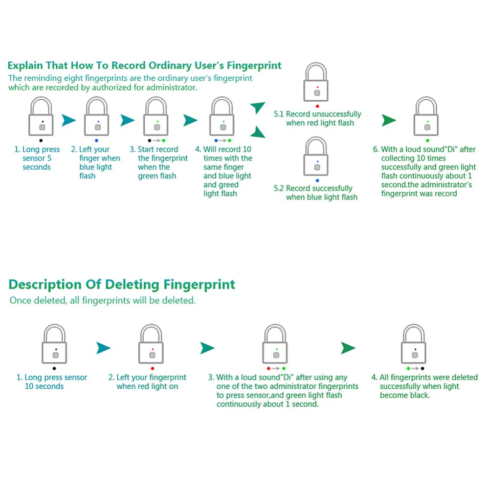 Fingerprint Padlock, No Need Bluetooth and App Connection, Waterproof USB Rechargeable Thumbprint Lock for Locker, Golf Bags, Gym, Door, Luggage, Suitcase, Backpack, Bike, Office 8