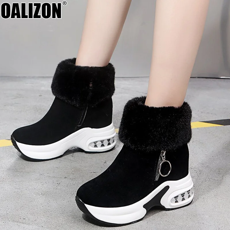 

Winter Fashion Women Lady Female Suede Leather Slip On Thicken Warmth Cotton Plush Snow Boots Increased Bottine Mujer Shoes R693