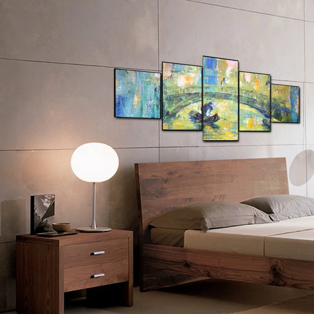 Canvas Art Oil Painting Water town Stone arch bridge Boat Art Poster Picture Wall Decor Modern Home Decoration For Living room Canvas Art Oil Painting Water town Stone arch bridge Boat Art Poster Picture Wall Decor Modern Home Decoration For Living room