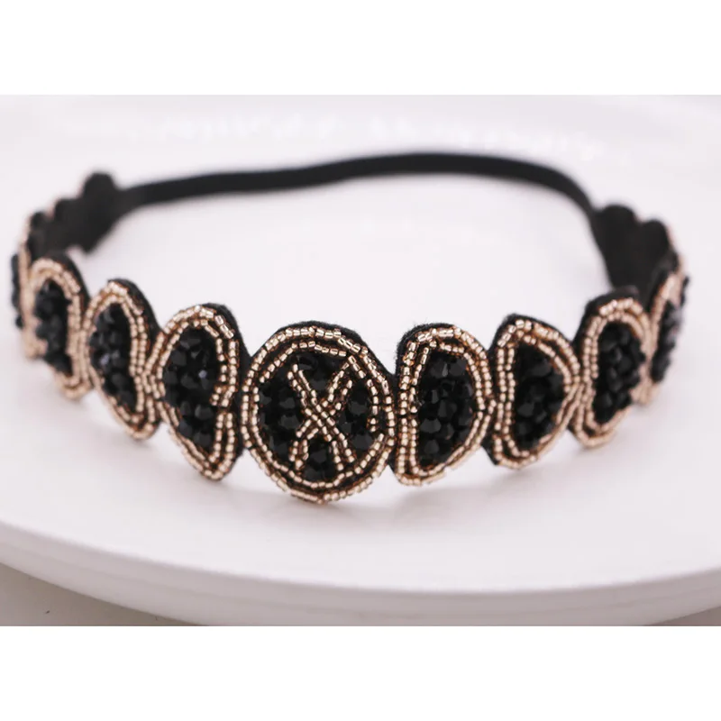 Ethnic Glass Beads Handmade Headband Pearl Rhinestone Customized Beaded Hairband For Women & Girls Hair Accessories