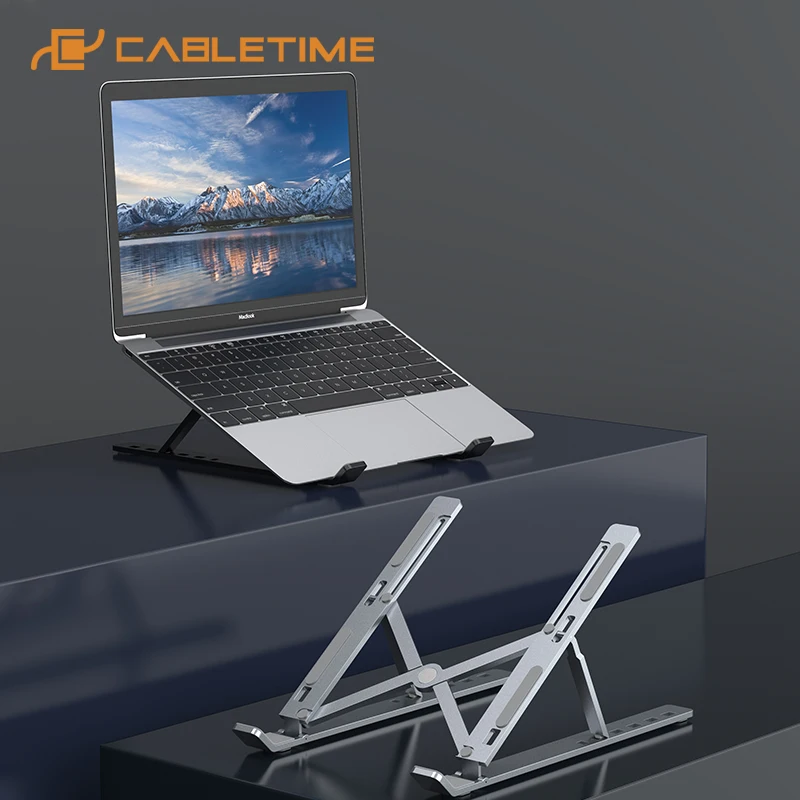 CABLETIME-soporte portátil plegable de aleación de aluminio para portátil, soporte de aleación para Notebook, Macbook, Dell, iPad, tableta, C387