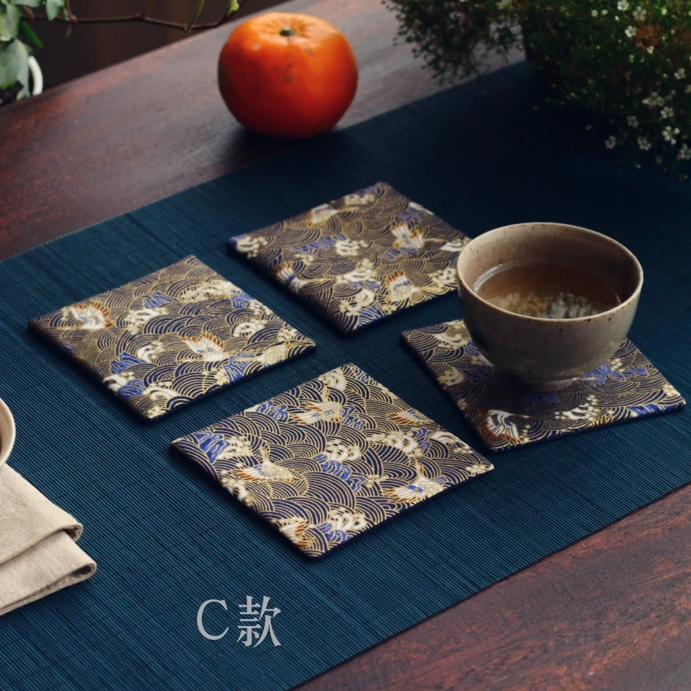Экологичная ткань Япония Стиль подставка под квадратную чашку коврик для