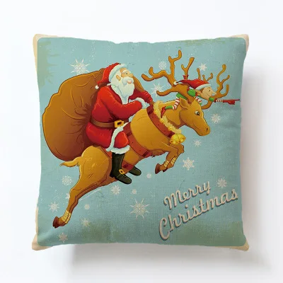 Льняные Наволочки Санта снеговик подарок на год диван украшение автомобиля 45x45 см Nap Pillowsham наволочка для подушки детский подарок - Цвет: D12