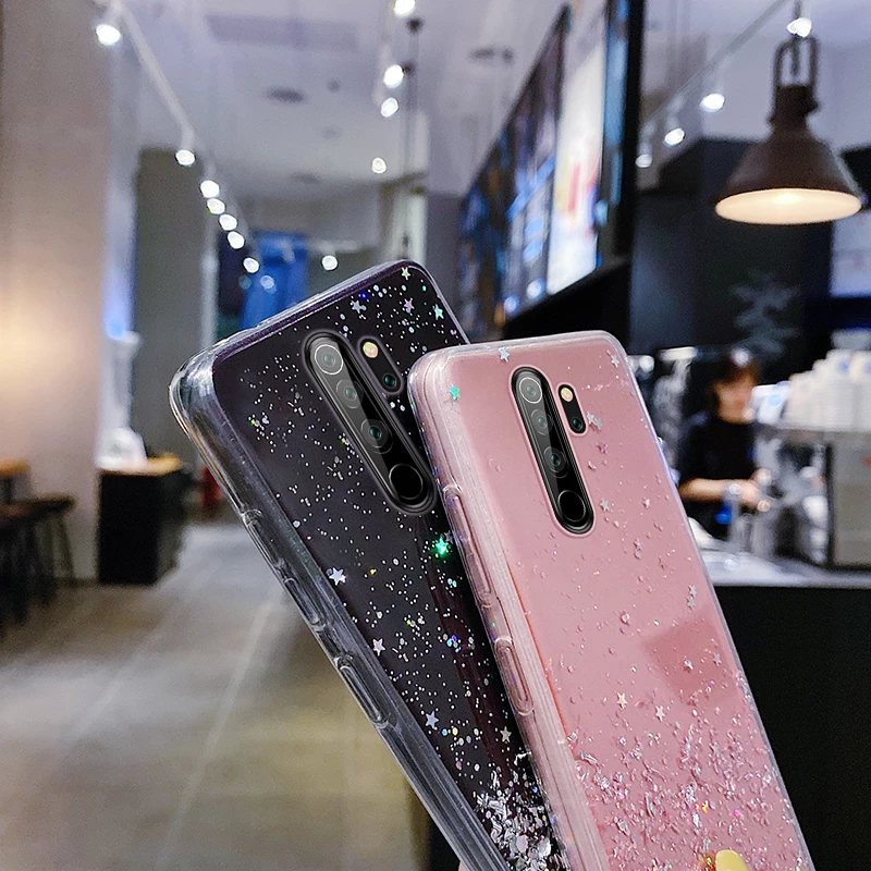 Ultra-thin Cute Bling Glitter Silicone Phone Case For Xiaomi Redmi Note 13 12 11 10 9 S 8 Mi 14 T Pro Luxury Stars Sequins Cover - Image 4