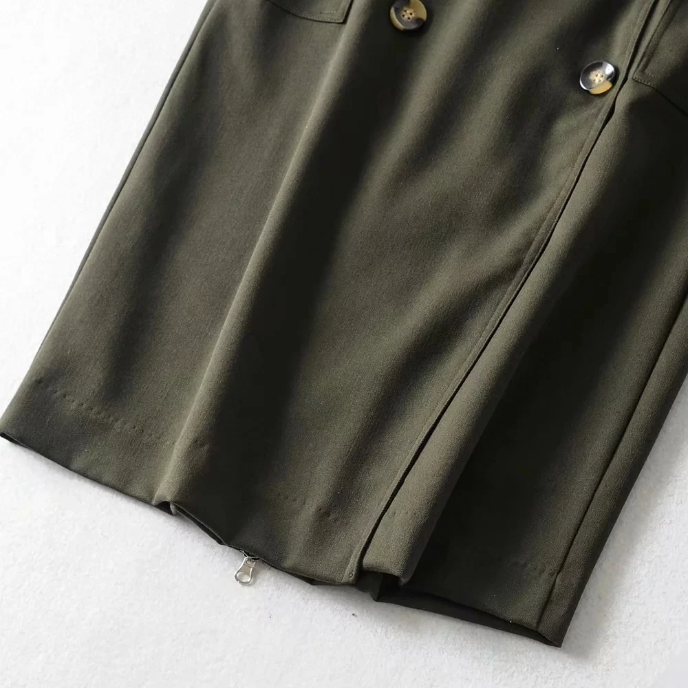 Увядшая Англия Винтаж Высокая талия двубортный армейский зеленый пояса миди юбка женская faldas mujer moda длинные юбки женские