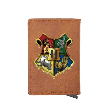 

Classic Fashion Hogwarts School Printing RFID Blocking Men's Credit Card Holder Leather Bank Card Wallet Case Protection Purse