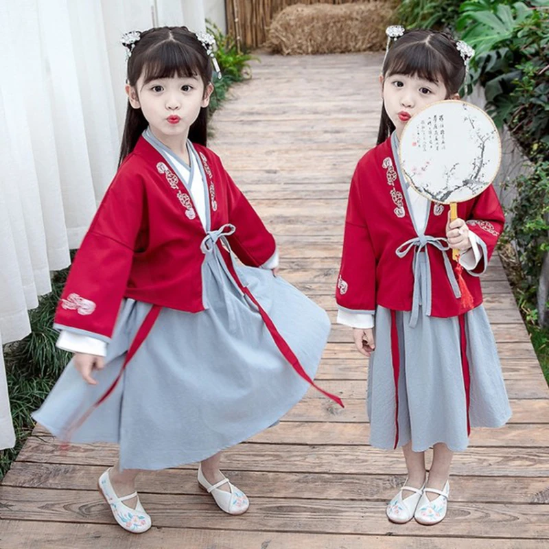 Hanfu/весенне осенняя китайская детская одежда для маленьких девочек 2020 детский
