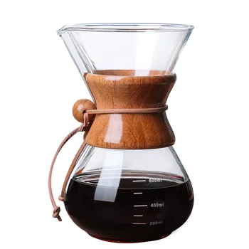 

OHFIN 400ml 600ml Coffee Pot High-Temperature Resistant Handle Espresso Water Drip Glass Coffee Pot With Stainless Steel Filter