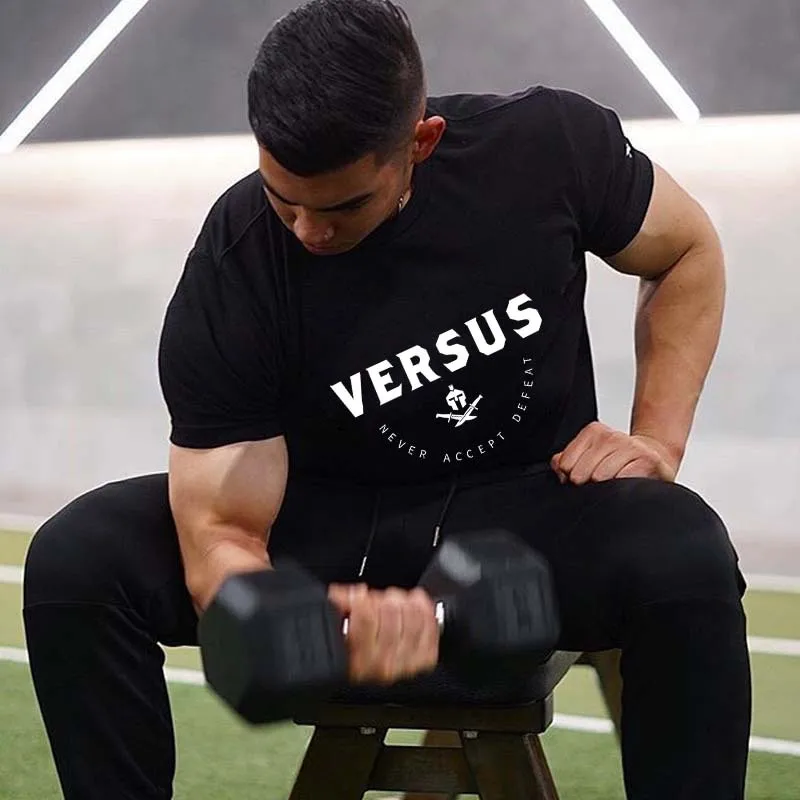 Мужская футболка с коротким рукавом и надписью Muscle fitness Brothers, стиль, повседневная спортивная Базовая футболка, летняя новая стильная мужская футболка для бега