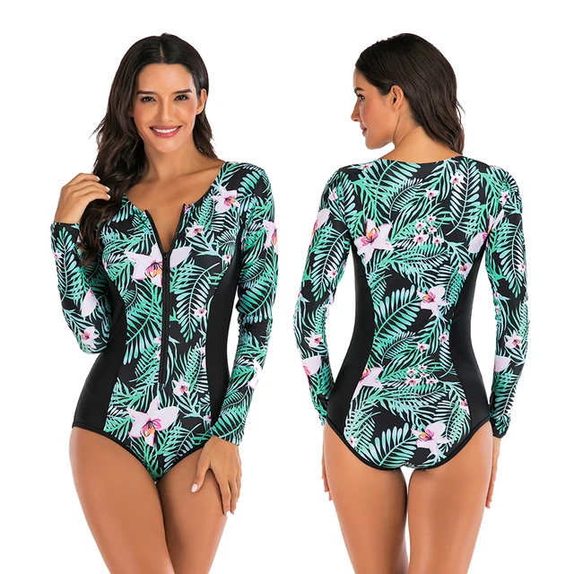 Zipper Long Sleeved Sport Swimsuit 2