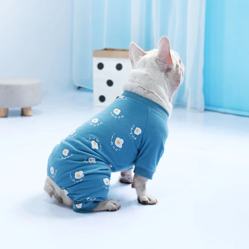 Зимний комбинезон для животных, хлопковая одежда для домашних животных, собак для маленьких средних собак, костюм, теплая одежда для собак, французский Бульдог домашнее животное, Одежда Мопс-Йорк - Цвет: Синий