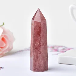 Natural Healing Crystal Point Wand Set - 36 Vibrant Colors of Polished Stone Towers for Energy, Meditation, and Home Décor (Strawberry Crystal)