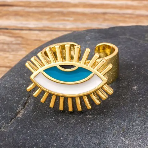 Quality Copper Evil Eyes Enameled Gothic Adjustable Rings Lucky Protection Eyes Rings Best Party Jewelry Gift For Women