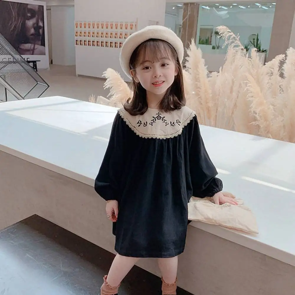 

New Embroidered Children's Dress Girls Comfortable Fashionable Long Sleeve Dresses Kids Clothing 2-7 Years