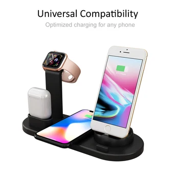 

4 in 1 Wireless Charging Stand Holder For Apple Watch iPhone 11 X XS XR 8 7 6 Airpods USB 10W Qi Fast Charger Dock Station