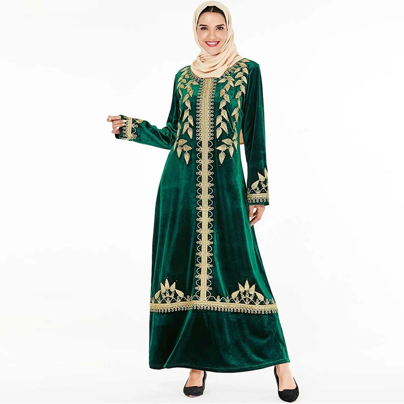 Зимнее бархатное платье abaya Турецкий Арабский мусульманский хиджаб Caftan Дубай Кафтан Марокко одеяние мусульмане Longue Tesettur платья