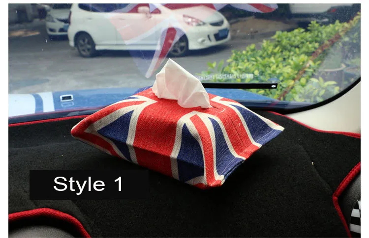 Handmade Cotton Union Jack Car Tissue Box Napkin Storage Holder for BMW Mini Cooper Countryman R60 R52 R55 R56 F55 F56 for Civic - Название цвета: Red Jack Union