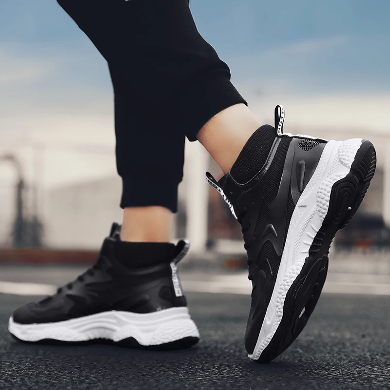 2019 Men's Comfortable Platform Sports Shoes Breathable Mesh Free High Running Shoes White Men's Sports Shoes