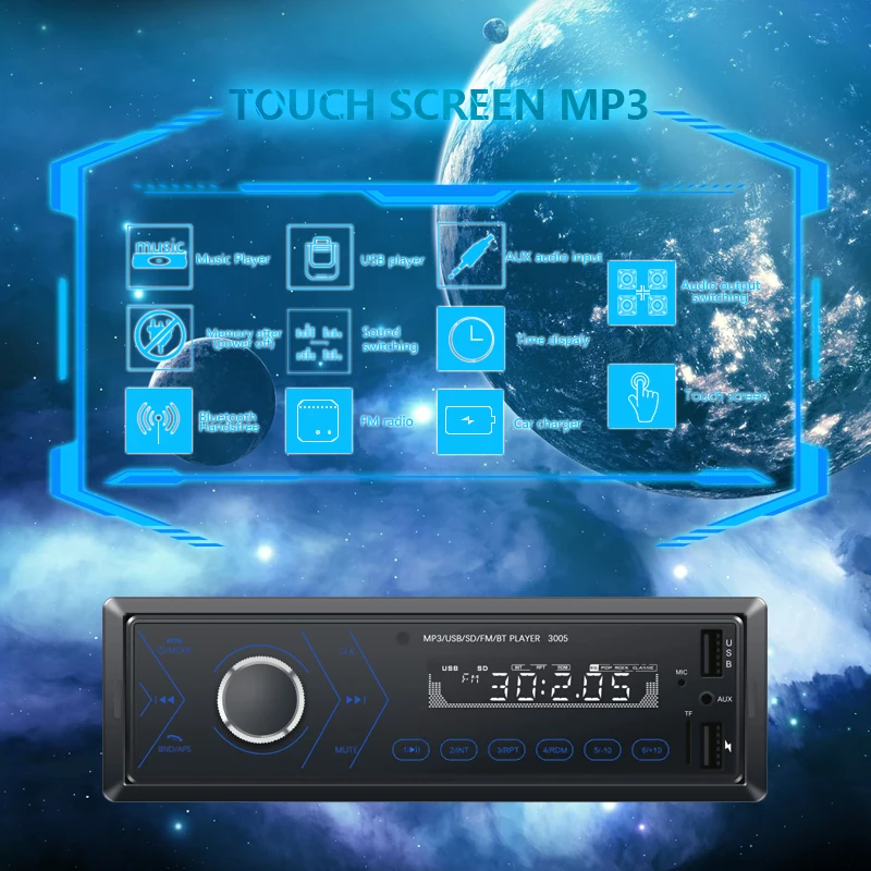 FM радио SD карта U диск 2.1a зарядка Полная сенсорная кнопка двойной USB плеер 1 din автомобильный mp3-плеер