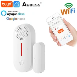 Capteur de porte connecté Tuya, détecteur d'ouverture/fermeture de porte, wi fi, alarme domestique, Compatible avec Alexa, Google Home, application Tuya aubess 