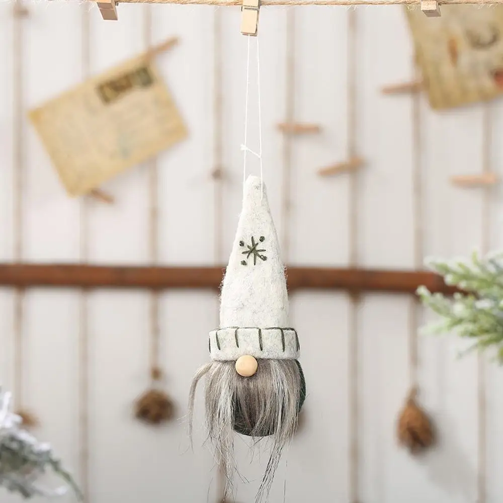 Gnome Santa New Year's ball point hat without face doll pendant Decorative deer Christmas Faceless Gnome Santa Xmas Tree Hanging@40 - Цвет: Gnome Santa