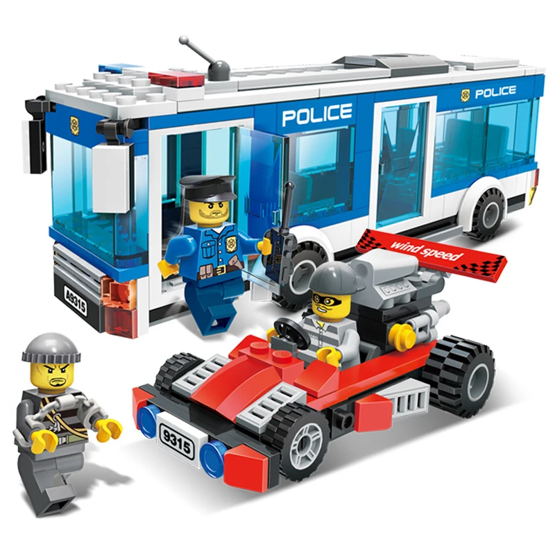 

GUDI 9315 Fit Legoinglys City Police Station Police Bus Car Set Figures 256Pcs Building Blocks DIY Toys for Children Gifts