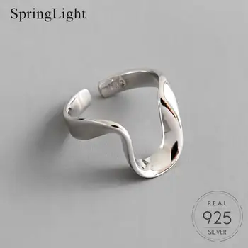 

Springlight Simple Irregular Line U-shaped Personality Adjustable Ring Real 925 Sterling Silver Fine Jewelry Rings for Women