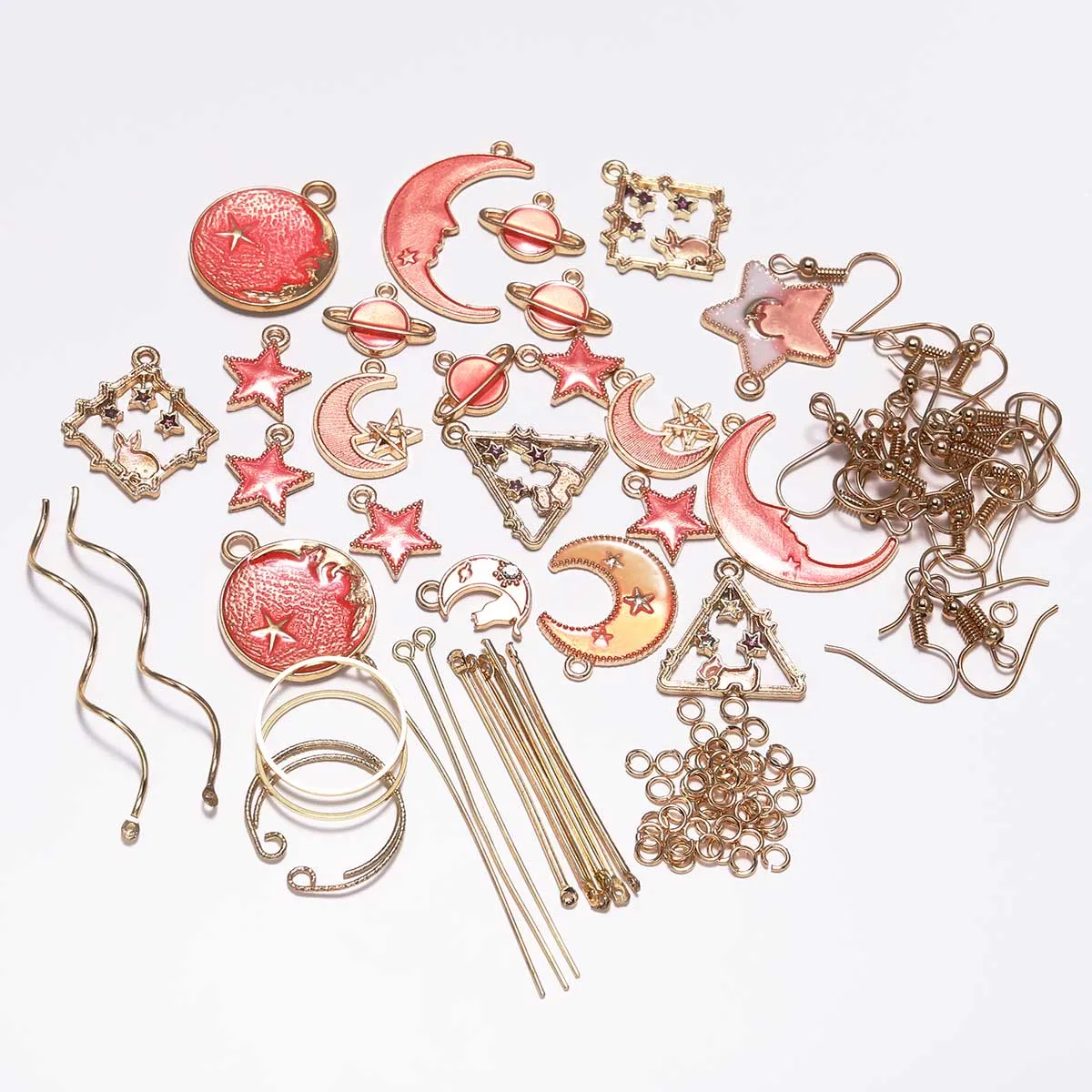 

Red Star Moon DIY Earrings Jewelry Package Pendant Earring Material Accessories Ear Findings Jewelry Making Kit Set