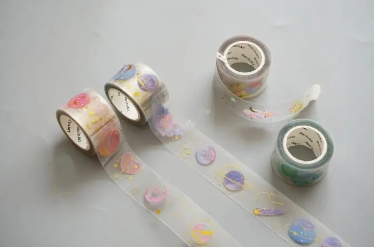1 шт. милый 3 см звезда планета перо серии ПЭТ клей васи клейкие ленты DIY Скрапбукинг наклейка этикетка Маскировочные ленты Канцелярские