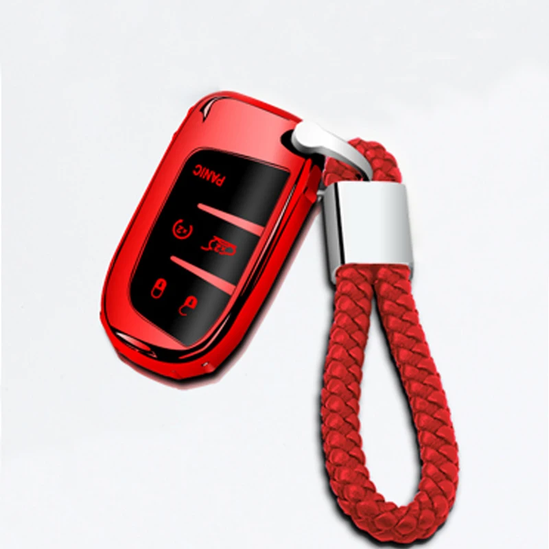 Мягкий ТПУ чехол для ключей с брелком для Jeep Cherokee Renegade Grand Cherokee Commander Compass Key защита - Название цвета: Red-A type