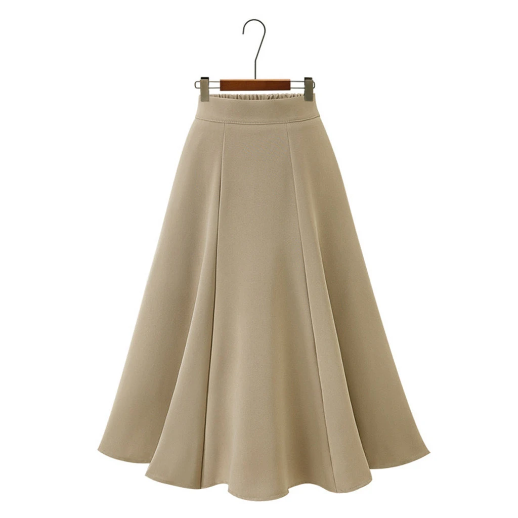 FREE OSTRICH 2019 Women Long Pleated Skirt High Waist Casual Party Cotton Thin Solid Solid Color Plus Size Loose Skirts 920