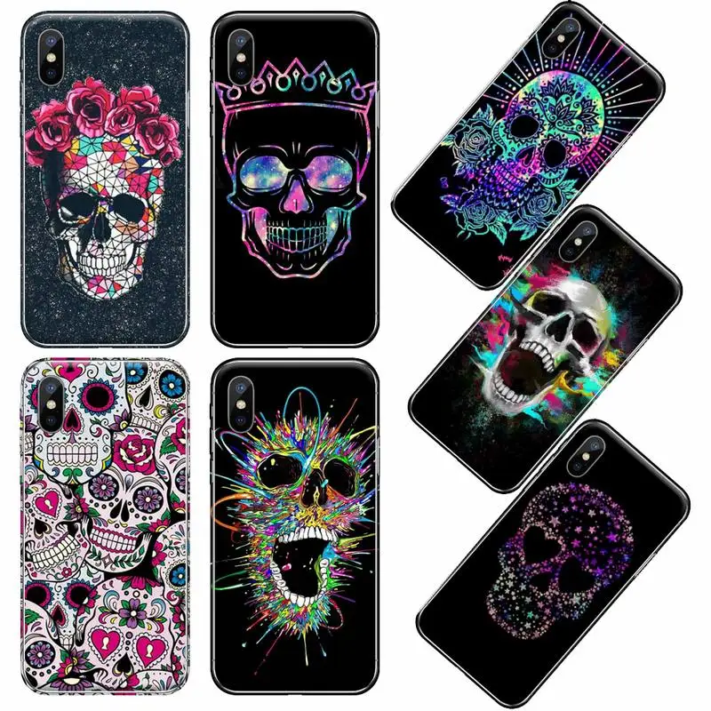 

Skeleton colourful skull art Phone Case For iphone 12 5 5s 5c se 6 6s 7 8 plus x xs xr 11 pro max