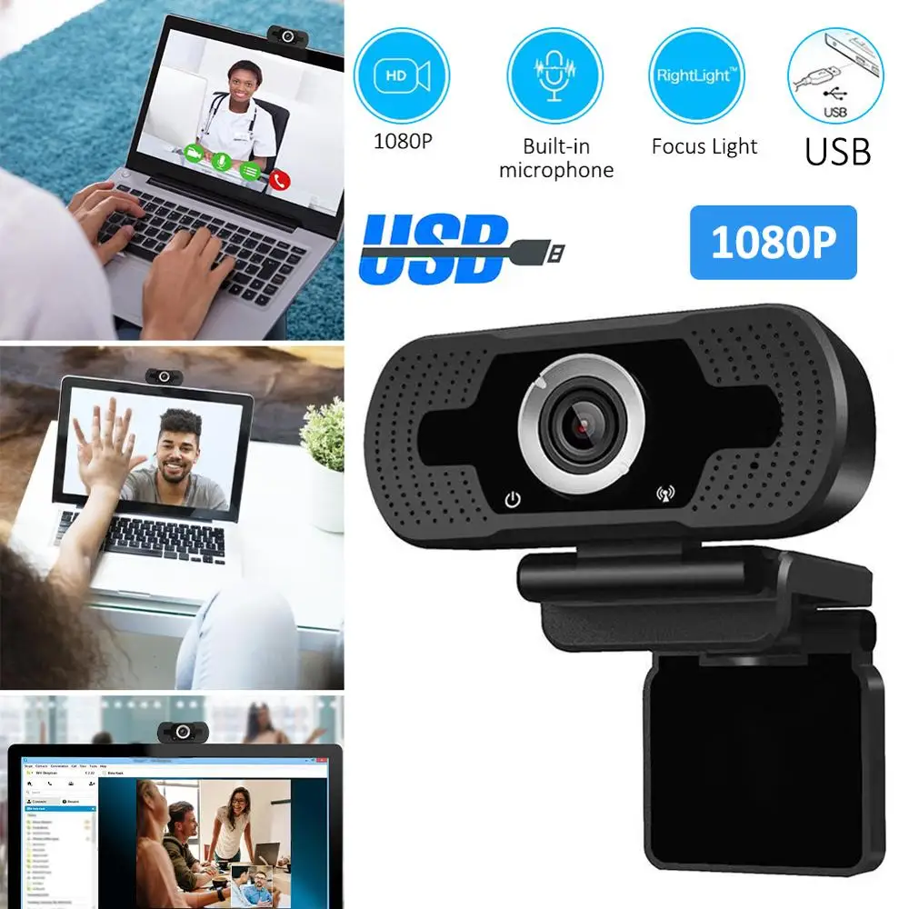 

HD Webcam 1080p USB Camera Video Recording Web Camera Built-In Sound-absorbing Microphone For PC Computer Video Conference Work