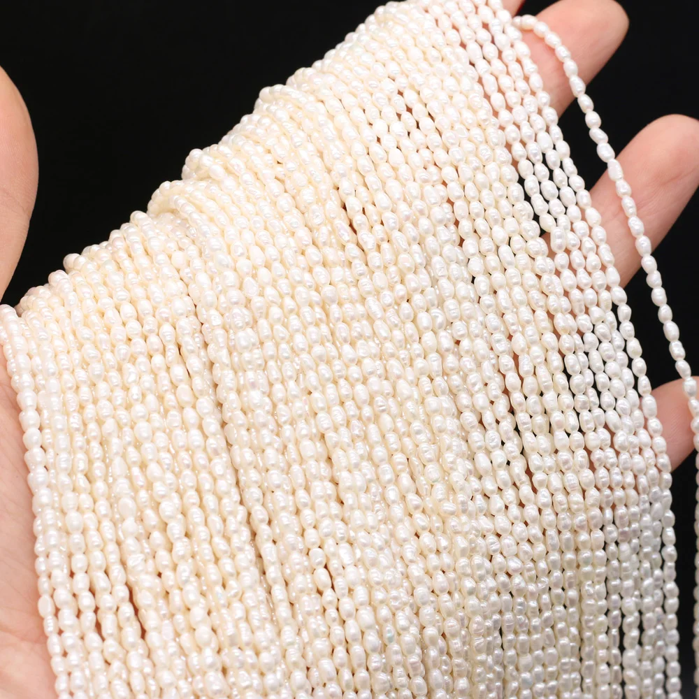 

High Quality Natural Freshwater Pearl Rice Shape White Beads For Jewelry Making DIY Accessories Bracelet Necklace Size 2-4mm
