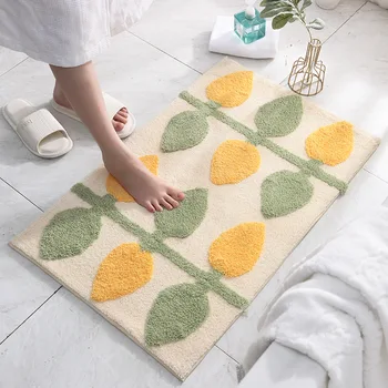 

Simple Style Door Mat Floor Carpet for Living Room Tree Leaves Flocking Rug Anti-Slip Doormat Home Decor