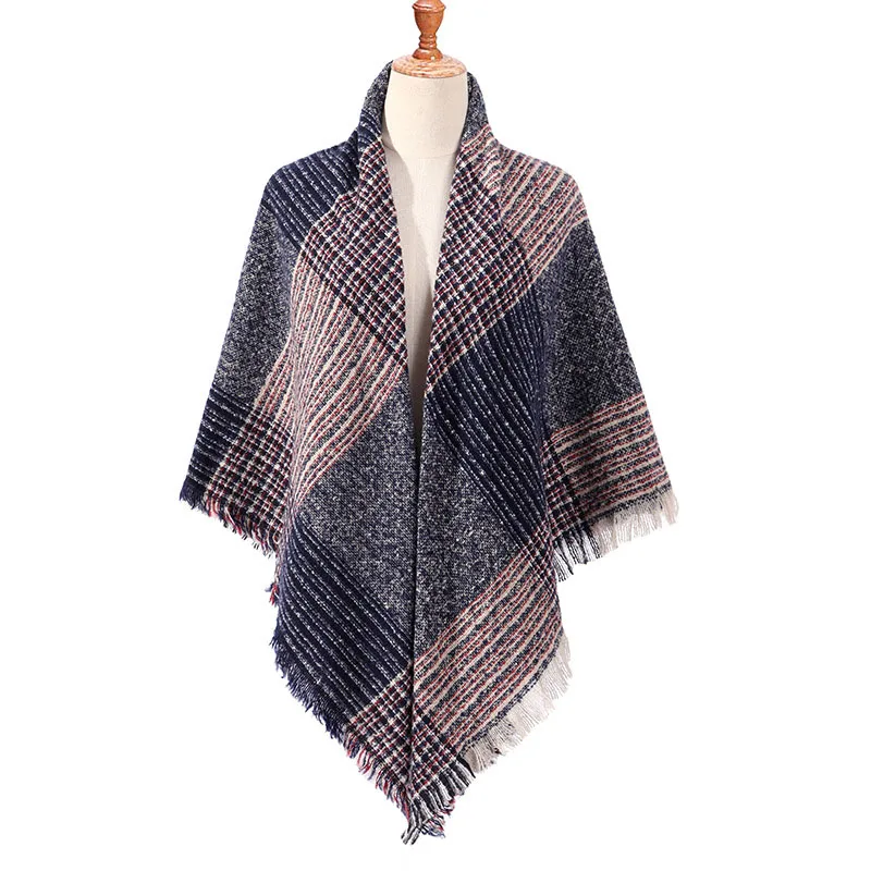 

New Designer Brand Women Cashmere Scarves Triangle Winter Scarf Pashmina lady Shawls And Wraps Knit Blanket Neck Stripe