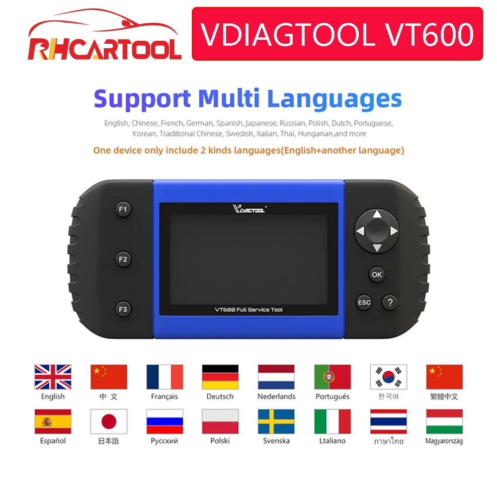 

VDIAGTOOL Car Diagnostic VT600 OBD2 Scanner Tool Engine ABS SRS EPB Oil Service Reset Injector Coding OBD2 PK NT650 CRP123 129E