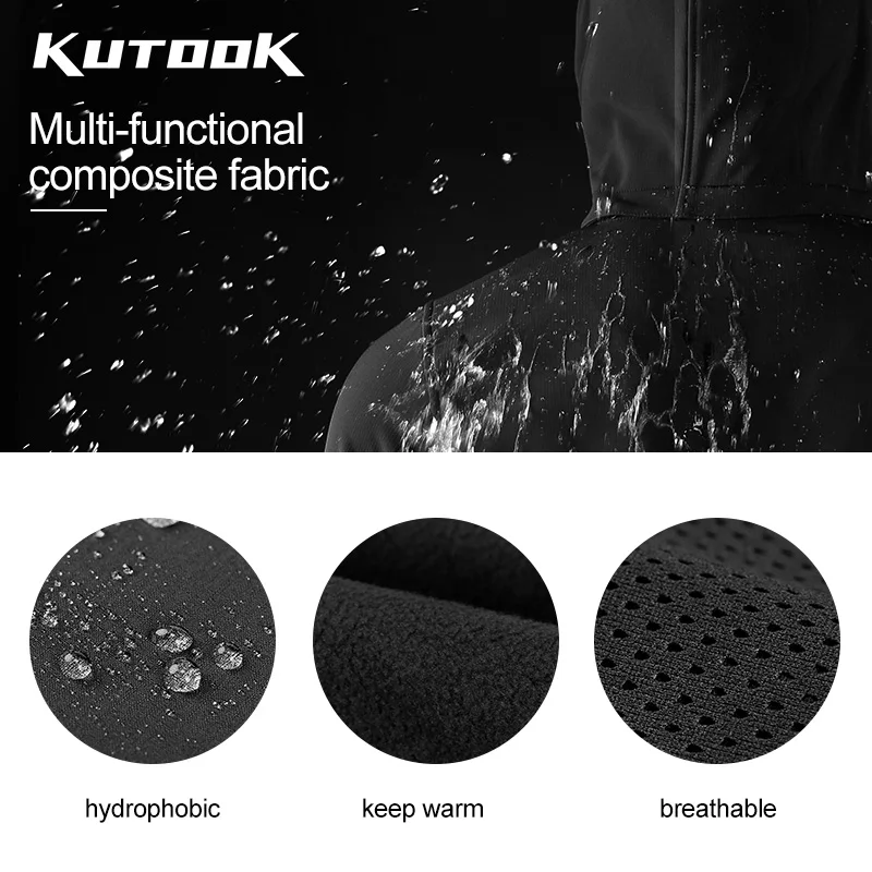 KUTOOK Outdoor Sport Men Soft Shell Jacket Waterproof Coat Winter Autumn Bicycle Clothing Thermal Hiking Hunting Jacket HC001