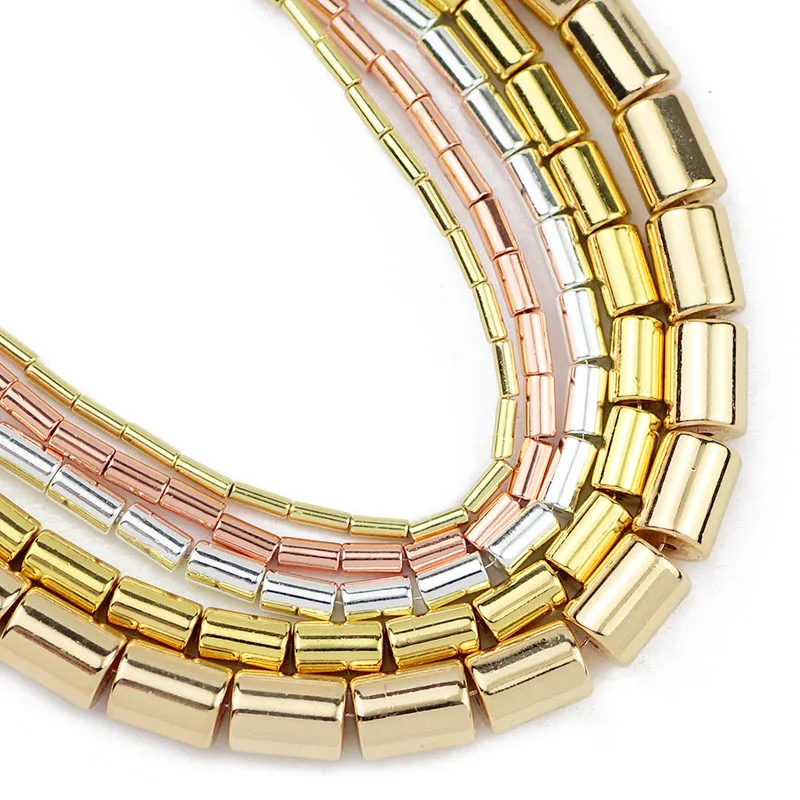 Cylinder Natural Stone Hematite Spacer Beads in Rose Gold for Jewelry Making & DIY Bracelets