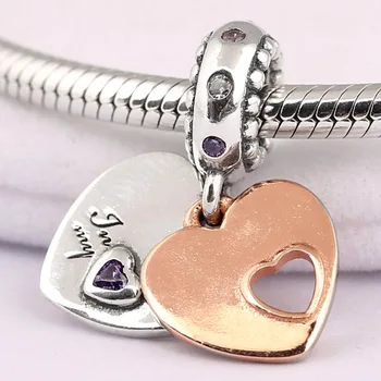 

Original Rose Part Of My Heart Two Contrasting Hearts Pendant Beads Fit 925 Sterling Silver Charm Bracelet Diy Jewelry