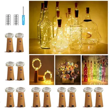 

LED Christmas Copper String Lights 20 Lights Button Wine Bottle Stopper Lights Wire String Light For Wedding Party Decor